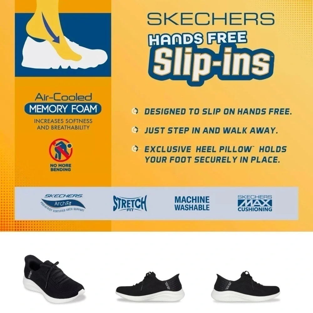 Skechers Hands Free Slip-Ins Ultra Flex 3.0 Brilliant Path Sneaker in Black Sz 6